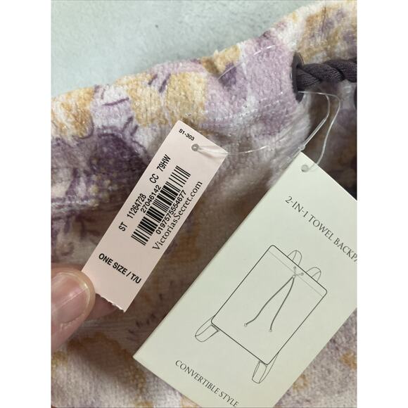 Victorias Secret 2-In-1 Towel Backpack Convertible Style Foral Logo NWT One Size - Picture 6 of 13